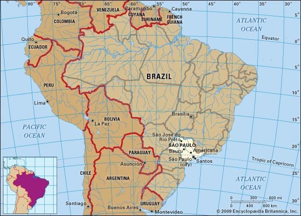 São Paulo maantieteellinen kartta