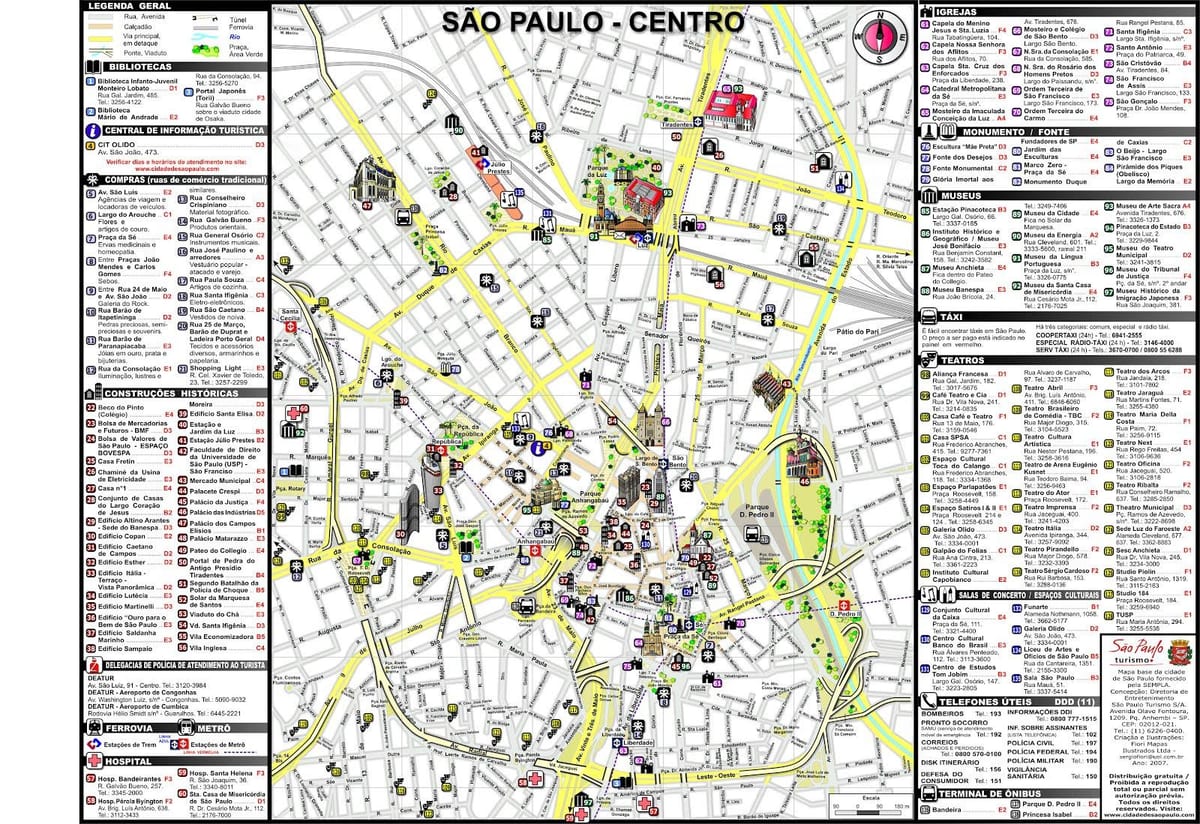 São Paulo matkailu kartta