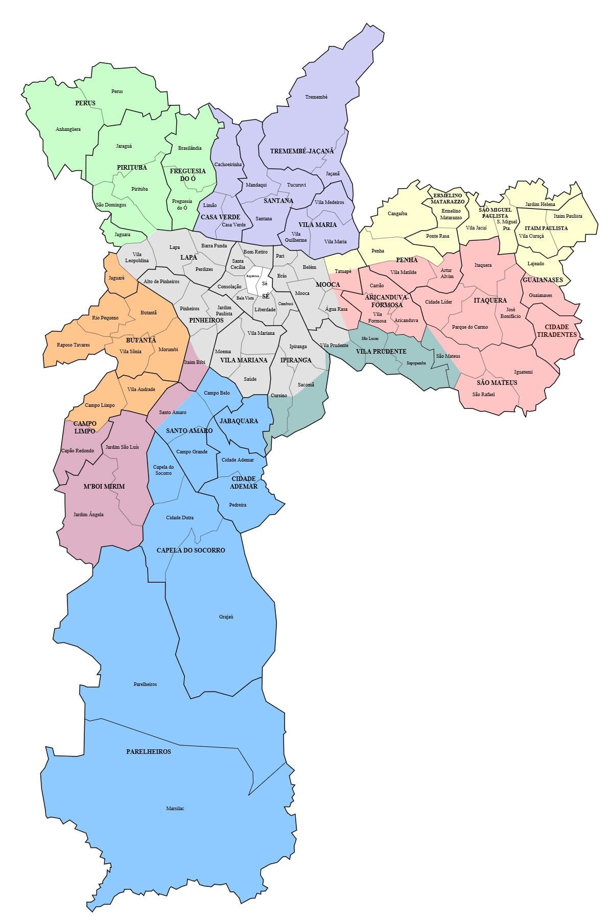 São Paulon esikaupungissa kartta